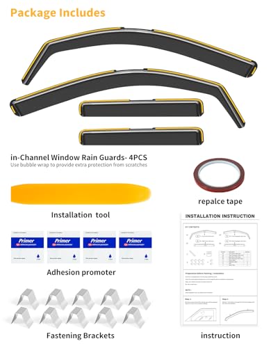 in-Channel Window Rain Guards Fit for 2025 2026 Toyota 4Runner, Extra Durable Window Visors Window Deflectors Vent Visors Vent Shades Car Accessories-4 pcs - size: Fit for 2025-2026 Toyota 4Runner