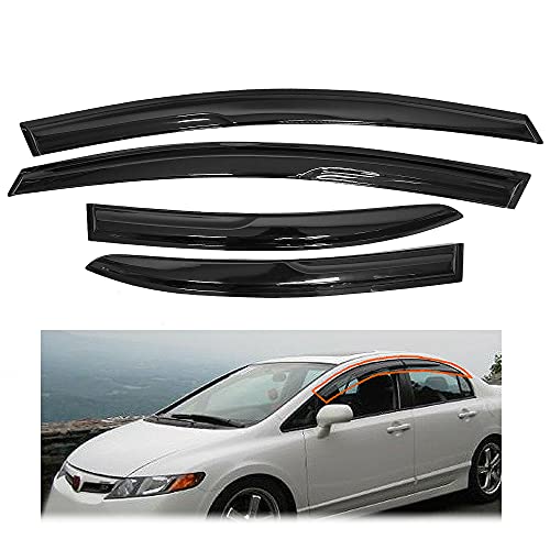 Rain Guards Side Window Visor Vent Outside Mount, 4PCS Fits 2006-2011 Honda Civic 4-Door Sedan