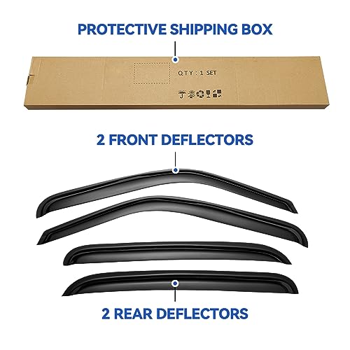 Window Visors Rain Guards for 2001-2007 Chevy Silverado/GMC Sierra, Window Vent Wind Deflectors Visors Shades for 2000-2006 Suburban/Yukon XL, 2002-2006 Avalanche/Cadillac Escalade - Crew Cab - size: 2001-2007 Silverado/Sierra Crew Cab