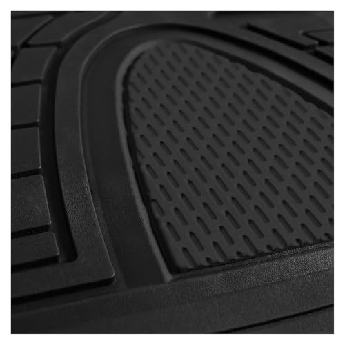Heavy-Duty Rubber Car Floor Mats - Universal Fit Full Set for Sedans, SUVs, and Trucks - Climaproof & Trimmable - Black