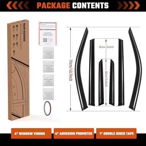 Rain Guards Compatible with Lexus TX 2024 2025 2026, Out Channel Extra Durable Side Shatterproof Sun Window Deflectors 2024-2026 Lexus Tape-on Window Visor Deflectors Rain Guard Black 6 PCS - size: Fit for Lexus TX 2024-2026
