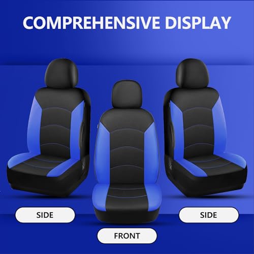 HChengkikz Car Seat Covers Front Seat, Waterproof Neopren Seat Covers, Airbag Compatible Seat Covers, All Season Protection Universal Fit Most Cars, Trucks, SUVs (Black + Blue) - color: Black Blue, size: Two Front