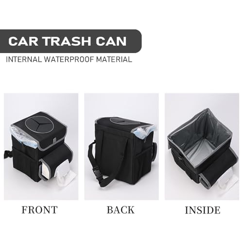 upra Car Trash Can with Lid Leakproof,Bag Hanging Storage Pockets,Adjustable Tissue Holder & Straps Garbage Bin, Portable Auto Trash Bag Holder for Road Trip, Kids, Dog Owners - color: HOOK