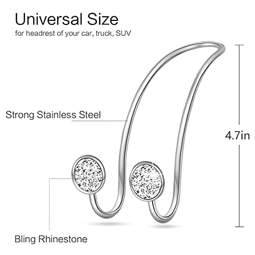 4 Pack Bling Car Hooks - Universal Car Headrest Hooks, Stainless Steel Car Seat Hooks for Women Bags & Purses (Silvery) - color: 4 Silvery