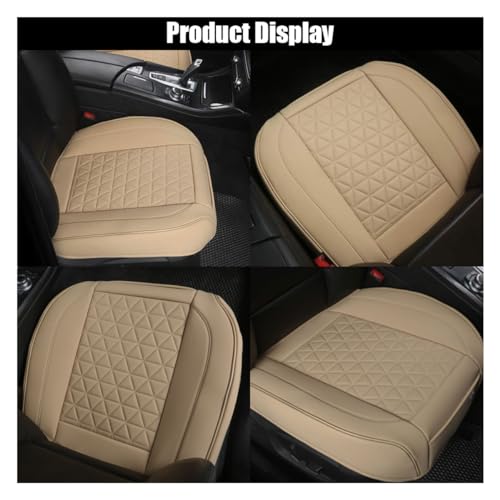 GLSOWEE Leather Car Seat Cover, Auto Front Bottom Seat Cover Luxury Car Seat Protector Anti-Slip Waterproof Cushion Cover with Storage Pocket, for Most Cars, Trucks, SUVs (Beige) - color: Beige