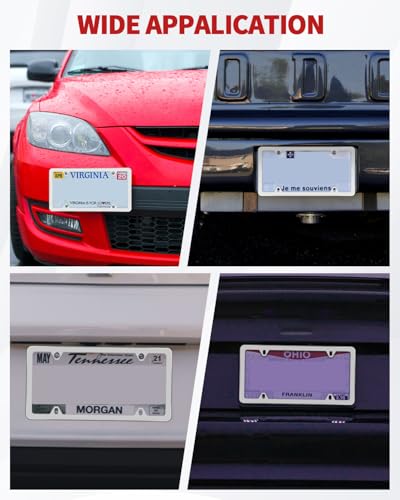 Chrome License Plate Frame Made of Zinc Alloy Metal, Universal Car Accessories,1 Pack License Plate Holder Never Rust and Unbreakable with Metal Screws& Chrome Caps and Screwdriver (2 PCS Silver) - color: 2 PCS Silver