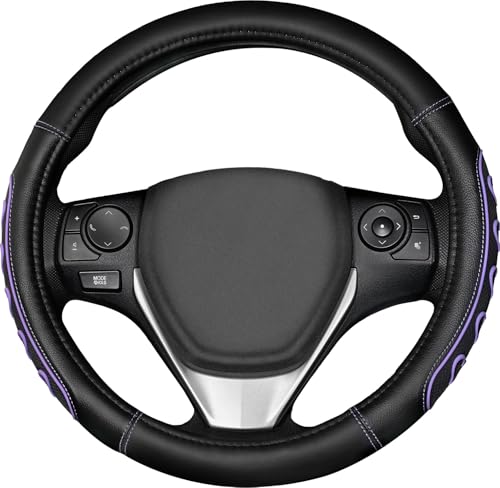 Ventilated Heart-Shaped Steering Wheel Cover with Anti-Slip Leather Grip. Compatible with Ford, Toyota, Honda, Nissan, and Chevrolet Vehicles for 14.5-15.2 inch Round Steering Wheels. - color: love Pink