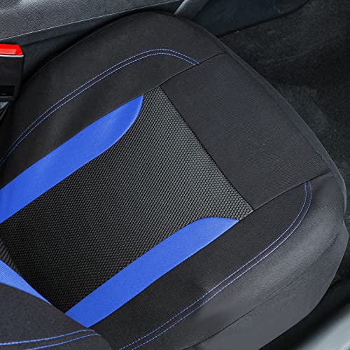 CAR PASS Bucket Car Seat Cover, Breathable 3D Air Mesh-100% Sporty Fabric Front Seats, Airbag Compatible, Universal Fit Auto SUV Truck Sedan Vans Women, High Back Two Front 2 Piece, Black Blue - color: Black Blue, size: Two Front Seats