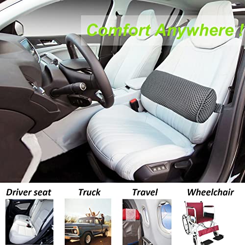 Esme L&H Lumbar Roll for Office Chair Car Seat, Breathable 3D Fabric Back Support Roll for Lower Back - D-Shape Lumbar Roll Pillow with Elastic Strap Lumbar Support Pillow for Office Chair