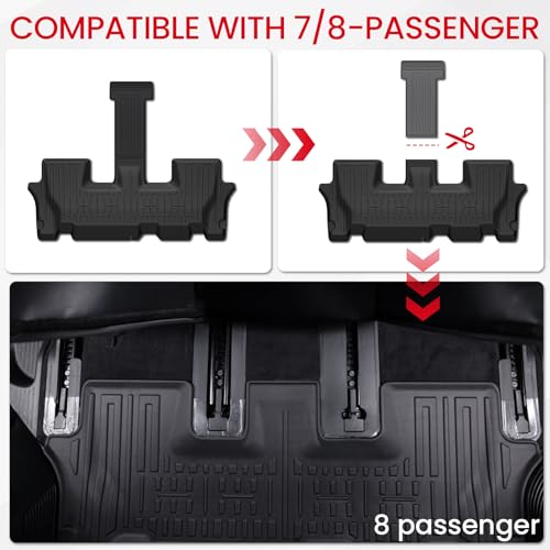 Floor Mats Cargo Mat with Backrest Mats for 2020-2025 Kia Telluride 7/8 Passenger Car Mats Accessories, All Weather TPE Protectors Cargo Liner Seat Back Covers(Floor Mats+2-in-1 Cargo Mat) - size: Floor Mats + 2-in-1 Cargo Mat