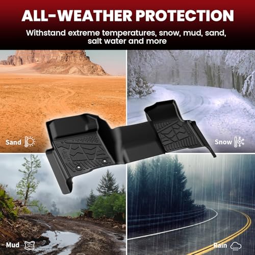 LASFIT Floor Mats for Ford F-150 2011-2014 SuperCrew 1st Row w/o Center Console Carpet Floor All Weather Protector Car Liners TPE Truck Mats, Front & Rear Rows, 3pcs Black - style: 1) F-150 SuperCrew| 11-14 | 2Rows w/o Center Console