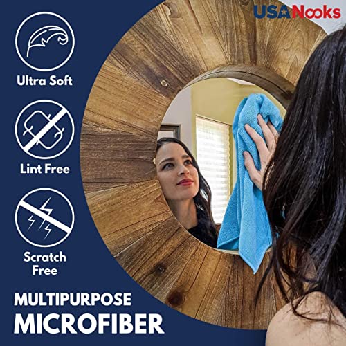 USANOOKS Microfiber Cleaning Cloth - Purple - 12Pcs (12.5x12.5 inch) High Performance - 1200 Washes, Ultra Absorbent Car Towel Traps Grime & Liquid for Streak-Free Mirror Shine - Car Washing Cloth