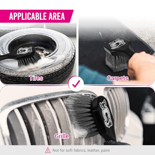 H.O.W Tire Cleaning Brush,Wheelie All Exterior Surface and Wheel Brush (Safe for Cars, Trucks, SUVs, RVs, Motorcycles, & More)