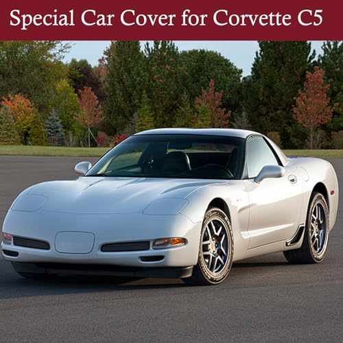 Indoor Car Cover Compatible with 1997–2004 C5 Corvette Custom-fit Breathable Dust-Proof Stretch Car Cover for Underground Garage, Car Show(Black+Red) - size: C5