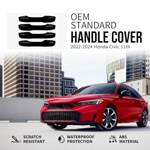 Door Handle Cover Compatible with Honda Civic 2022-2025 11th Gen, Accord/CR-V/HR-V 2023-2025 – Front Pair, Glossy Black Exterior Trim (Glossy Black, Front and Rear Set)