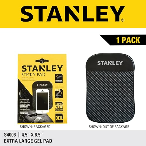 STANLEY S4006 4.5" x 6.5" Extra-Strong Anti-Slip Grip Dashboard Gel Pad for Cell-Phone, Tablet, GPS, Keys or Sunglasses - size: XL, style: Single