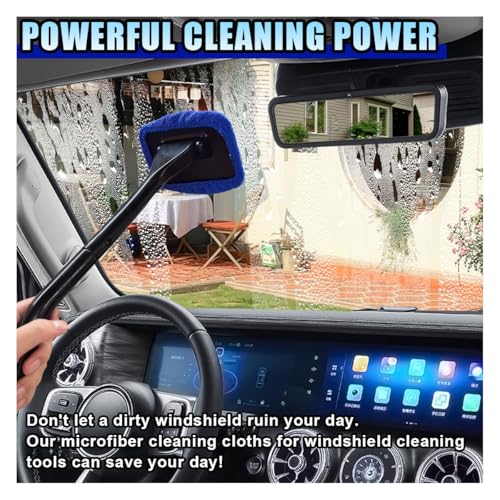 LAINLOY 7 Pack Microfiber Cloths, Replaceable Car Inside Windshield Cleaning Tool Bonnet, Reusable Window Washing Pads Cover Kit, Car Interior Glass Cleaner Towel Fit 5"