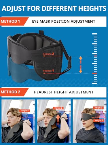 SARISUN Travel Pillows for Airplanes, Airplane Pillow for Long Flight Car Road Trip, Airplane Head Strap with Sleep Eye Mask, 360° Support Headrest, Stop Bobblehead Travel Neck Pillow, Mottled Red - color: Mottled Red