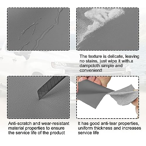 SecosAutoparts Dark Gray Center Console Lid Armrest Cover Leather Replacement Compatible with Chevy Silverado 2014-2018 Compatible with GMC Sierra 2014 2015 2016 2017 2018 Only Leather Part - color: Dark Gray Leather & Gray Stitch
