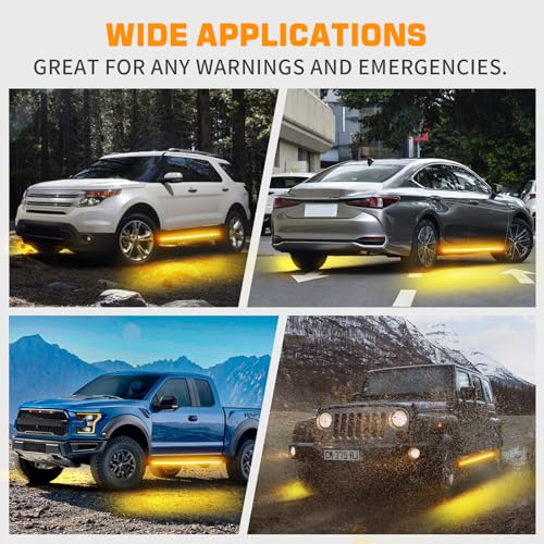 XRIDONSEN 2PCS 60 inch Amber Strobe Lights Strip 720 LED Running Board Lights Flashing Warning Hazard Safety Side Step Flexible Emergency Lights for Tow/Plow Trucks Construction Vehicles Pickup SUV - color: Amber