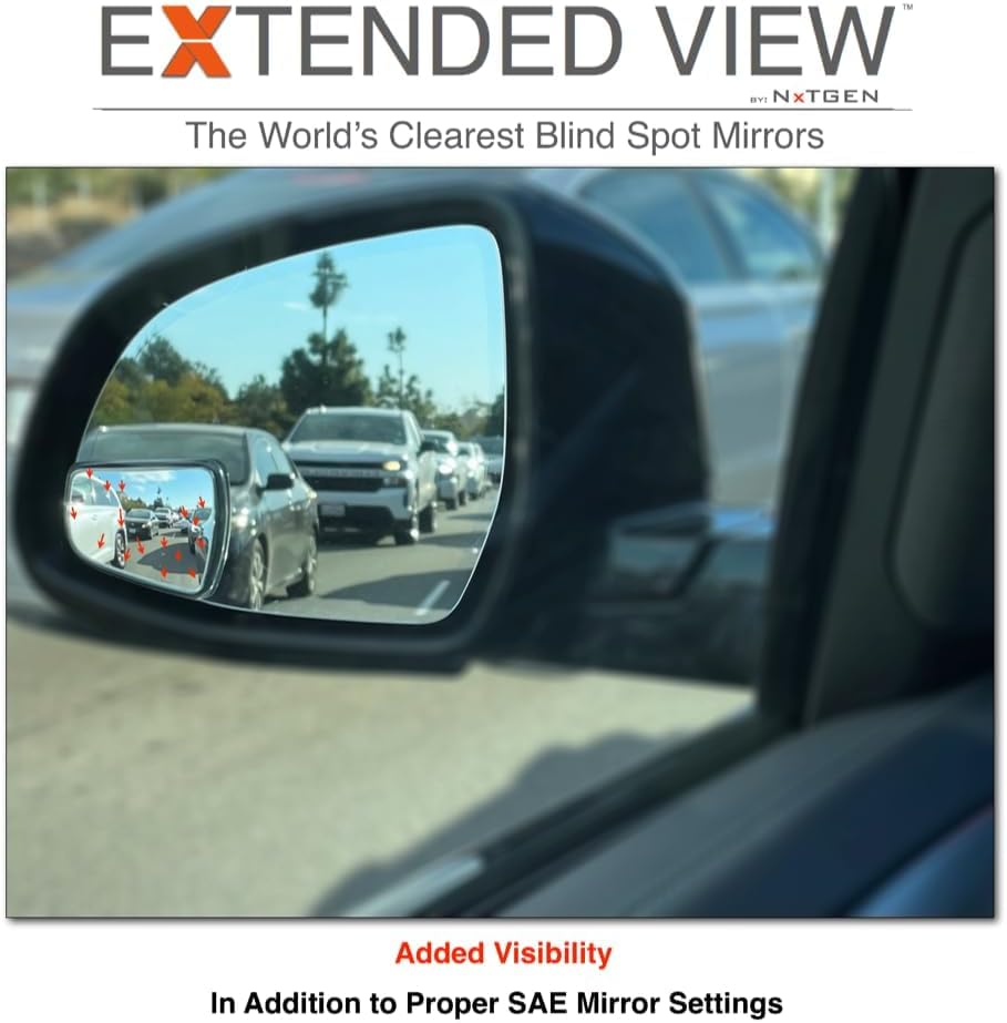 Blind Spot Mirrors- Compatible with Tesla Model 3 Extended View (Model X) - 2 Piece Set (Left & Right) - size: Model X