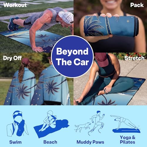 2 Pack Car Seat Towel Covers, Sweat-Proof Microfiber Seat Protectors for Gym, Running, Beach & Workout, Breathable Quick-Dry, Machine Washable, Starry Palm Sea Print, Universal Fit - color: Starry Palm Sea