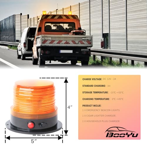 2-Pcs Battery Operated Amber Warning Beacon Light w/Magnetic Base, Portable Rechargeable Mini Roadside Roof Top Plow LED Strobe Emergency Flash Mail Lights for Trucks/Trailer/Vehicle - color: 2 amber