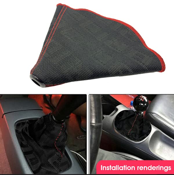 Universal Car Shifter Lever Knob Boot Dust Cover JDM Style Canvas Hyper Fabric Racing Manual Shift Knob Collars - color: Black