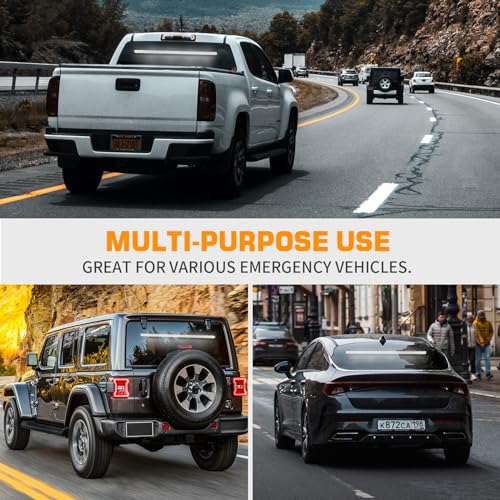 XRIDONSEN 35 inch Traffic Advisor Light Bar 144 LED White strobe lights Emergency Warning Flashing Safety Front/Rear Windshield w/Directional Arrow for Construction Vehicles Snow plow Trucks - color: White