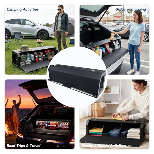 Trunk Organizer SUV with LED Light, Waterproof Leather Car Trunk Storage Organizer with Lights, Large Capacity Sturdy Car Storage Box Powered by 4 AA Batteries (Batteries Not Included) - size: LED-Lit Upgrade