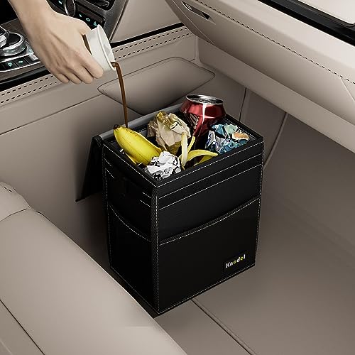 K KNODEL 2 Gallon Black Leak-Proof Waterproof Car Trash Can with Lid - color: Black, size: Medium