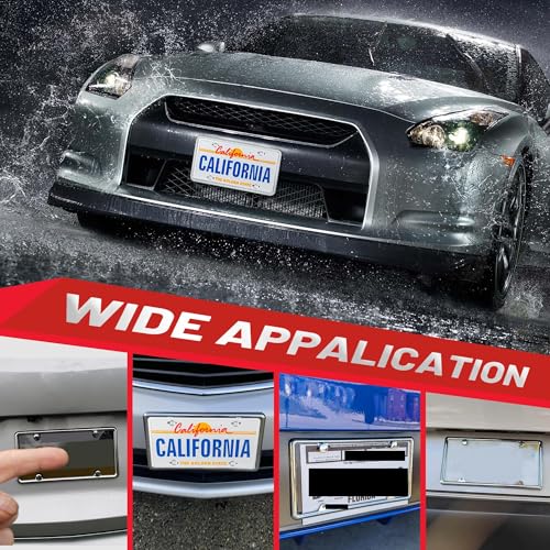 RED WOLF Chrome Polished Mirror License Plate Frame Stainless Steel Without Obstruction Car Slim Silver License Plate Holder Rustproof Unbreakable with Screws 6 x 12” Universal for Car Van (1-Pack) - style: 1-pack