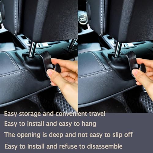 Car Seat Headrest Hook Universal Car Seat Hook Storage Rack S-Shape Plaid Black 4-Pack