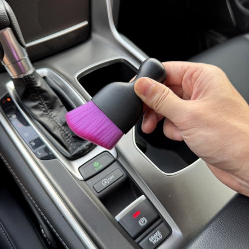 Car Detailing Brush, Soft Bristle Cleaning Brush, Scratch-Free Auto Duster Tool for Dashboard, Air Vents, Leather & Interior Cleaning (Black&Purple&Rose) - color: Black&Purple&Rose