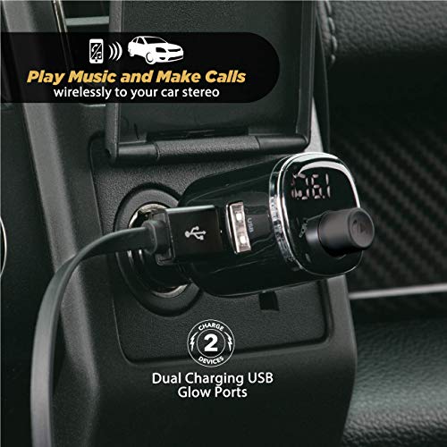 Scosche BTFM4-SP1 BTFREQ Universal Bluetooth Handsfree Car Kit with FM Transmitter and Dual USB Ports, Black