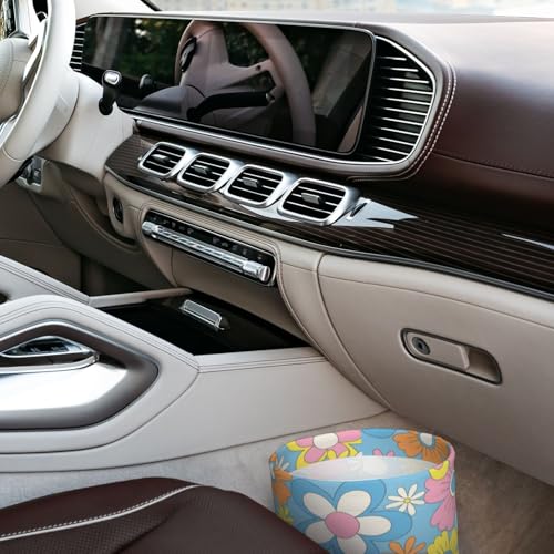 Retro Flowers Car Trash Can Small Portable Car Garbage Bag for Back Front Seat RV's Camping Accessories - color: Retro Flowers