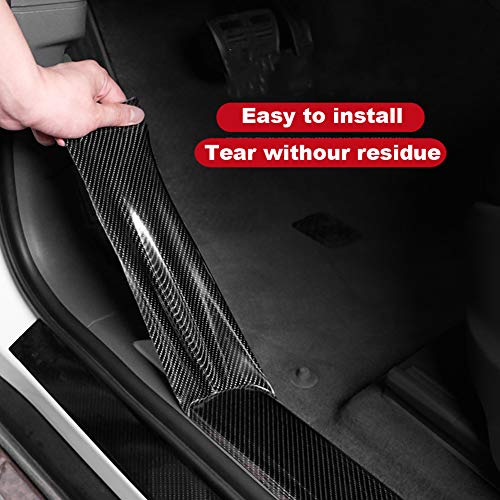 Automotive Car Door Edge Entry Guards Door Sill Protector Strip 5D Carbon Fiber Vinyl Wrap Film Paint Threshold Scuff Plate Protectors Anti-Collision for Most Vehicles (Black, 2.7in*33FT) - size: 2.7in*33FT