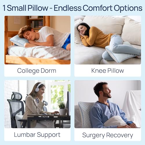 Cooling Shredded Memory Foam Travel & Camping Pillow Large, Adjustable College Dorm Pillow for Home-Like Comfort,Compressible Portable & Medium Firm Neck Support, Ideal Sleeping, Car, Airplane - size: L - 23 x 16 Inch