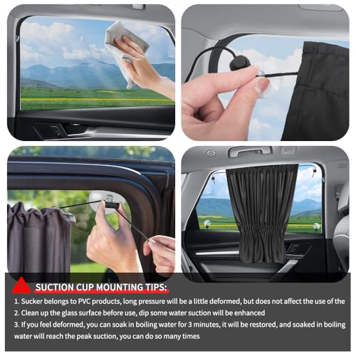 2PCS Car Window Shades,Suction Cup Mount Car Side Window Sun Shade for Sun Protection,Universal Window Covers for Privacy CCar Accessories Interior for Most Cars Trucks SUVs