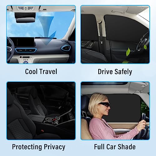 Kewucn Car Window Sun Shade, 2PCS Auto Front and Rear Windshield Curtains with Magnetic, UV Rays Protection&Sun Heat Block Car Window Covers, Universal Privacy Sunshades for Cars (Black-Front Window) - color: Black-Front Window