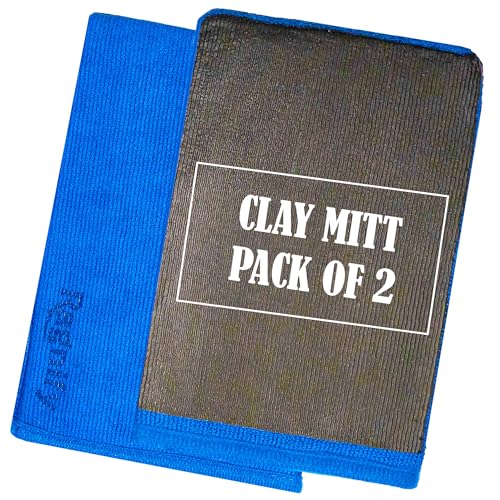 Pack of 2 Clay Mitt Auto Detailing Medium Grade Alternative Mitt for Flawless Removal of Surface Bonded Micro Contaminant (Blue) - color: Blue