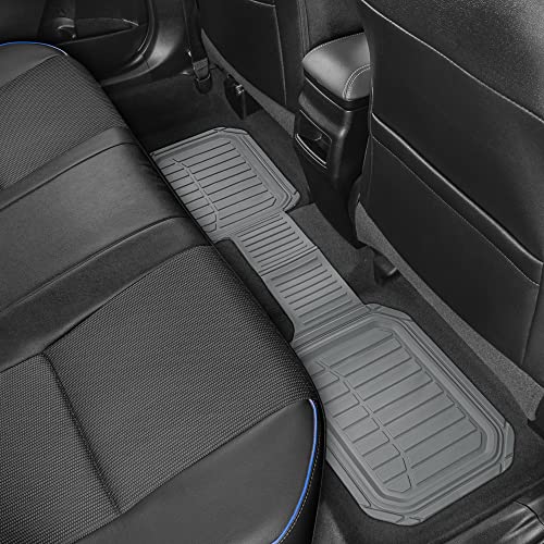 Motor Trend 943-GR FlexTough Defender Car Floor Mats -Next Generation Deep Dish Heavy Duty Contour Liners for Car SUV Truck & Van-All Weather Protection, Trim to Fit Most Vehicles Gray - color: Gray, style: FlexTough NextGen