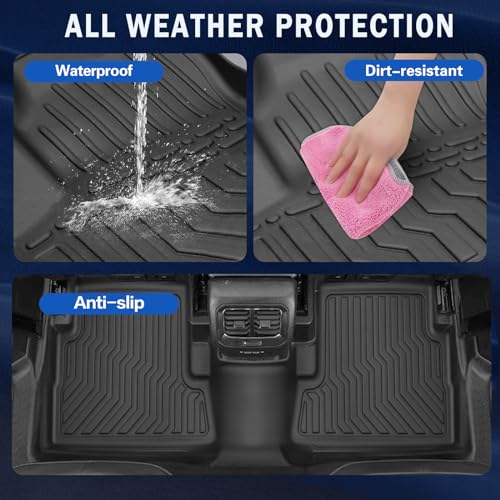 All Weather Rubber Floor Mats Compatible with 2013-2019 Ford Escape & 2013-2018 C-Max, 3Pcs Car Automotive Floor Mats & Cargo Liners Black (2013-2019 Escape & C-Max) - color: 2013-2019 Escape & C-Max