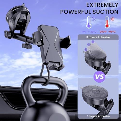 GUWEZ Universal Car Vent Phone Mount: 360° Swivel Holder for Smartphones, Secure Hands-Free Cradle for Easy Navigation & Calls - style: Windshield/Dashboard/Vent-B