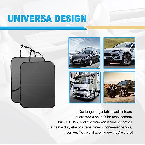 KEVWR 2 Pack Car Kick Mats Back Seat Protector, Seat Back Protector for Vehicles to Protect from Dirt, Mud and Scratches, Fits Most SUVs and Vans, Waterproof Oxford Durable Car Seat Back