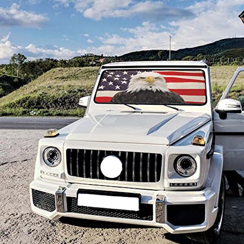 American Eagle Car Windshield Sun Shade - Foldable Umbrella Shade Cover - color: American Eagle