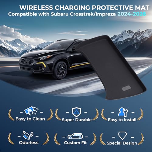 Wireless Charging Protective Mat for Subaru Crosstrek/Impreza 2026 2025 2024, Center Console Interior Accessories Silicone Anti-Slip Wireless Charger Cover Pad for 2024-2026 Crosstrek/Impreza - style: Fits for Subaru Crosstrek/Impreza 2024-2026