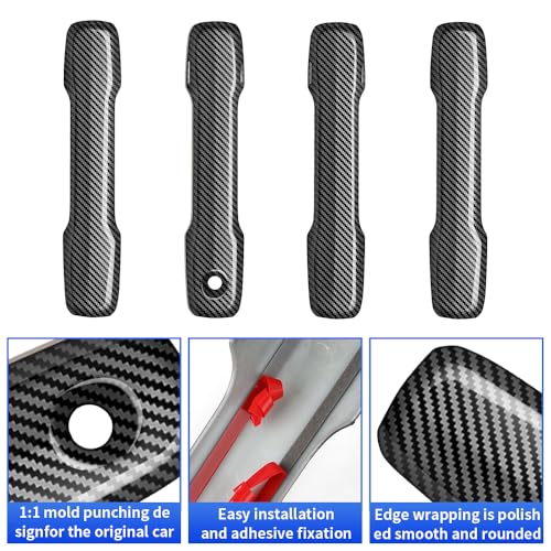 Car Chrome Carbon Fiber Style Door Handle Cover for Toyota Tacoma 2024 2025 2026 and Toyota 4Runner 2025 2026 Auto Exterior Decorations Accessories Side Pull Handles Protection Trim Panel