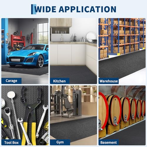 7.5 x 16 FT Garage Floor Mat, 2.8mm Thickened Flooring Roll Diamond Plate PVC Rubber Trailer Mat, Non-Slip Floor Protector Mat for Garage, Warehouse, Gyms, Trailer, SUV