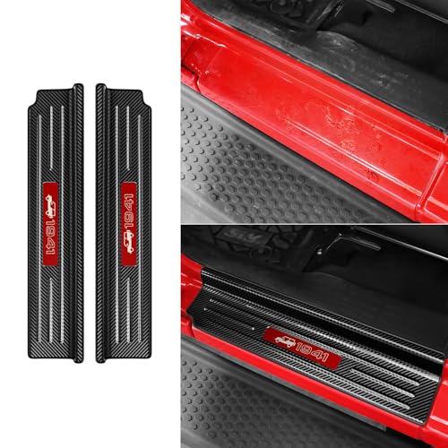 Upgraded Door Sill Guards Compatible with Jeep Wrangler JL JLU 2018-2025 2026 & Gladiator JT 2020-2025 2026 Accessories Stainless Steel Front Door Entry Guard (2PCS Carbon Fiber) - size: 2-Door Carbon Fiber
